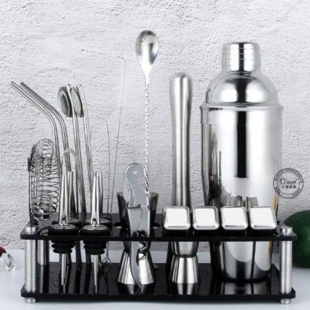 Perfect Party boy Gift 23-Piece Stainless Steel Bartender Kit with Acrylic Stand